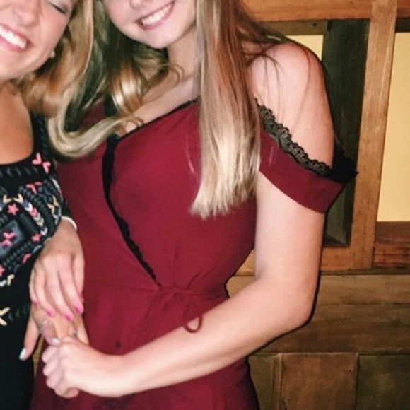 Burgundy Shoulder Detail Romper - Picture 2 of 7